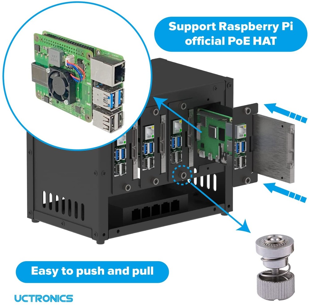 Uctronics U6260 Cluster Enclosure for 4x Raspberry Pi & 4x SSD - Image 2