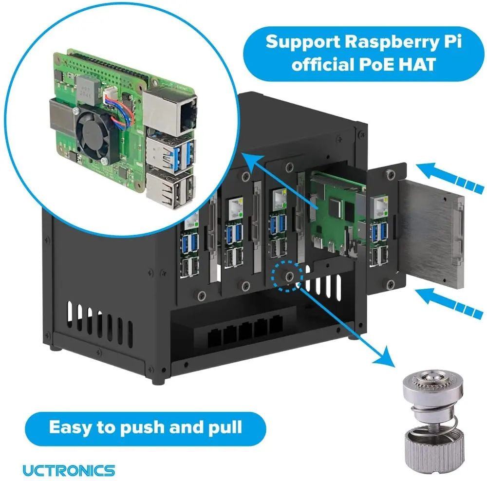 Uctronics U6260 Cluster Enclosure for 4x Raspberry Pi & 4x SSD - Image 2