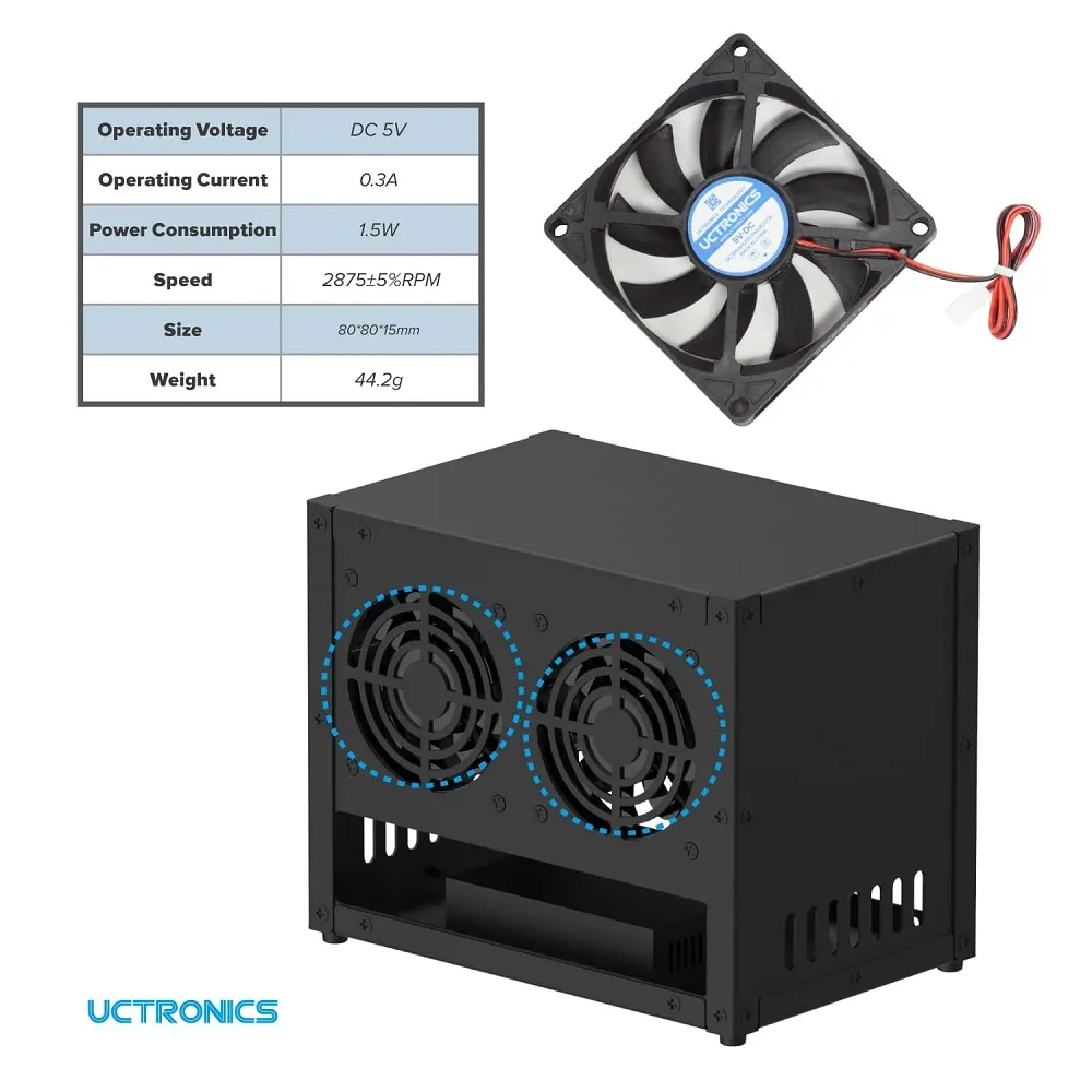 Uctronics U6260 Cluster Enclosure for 4x Raspberry Pi & 4x SSD - Image 5