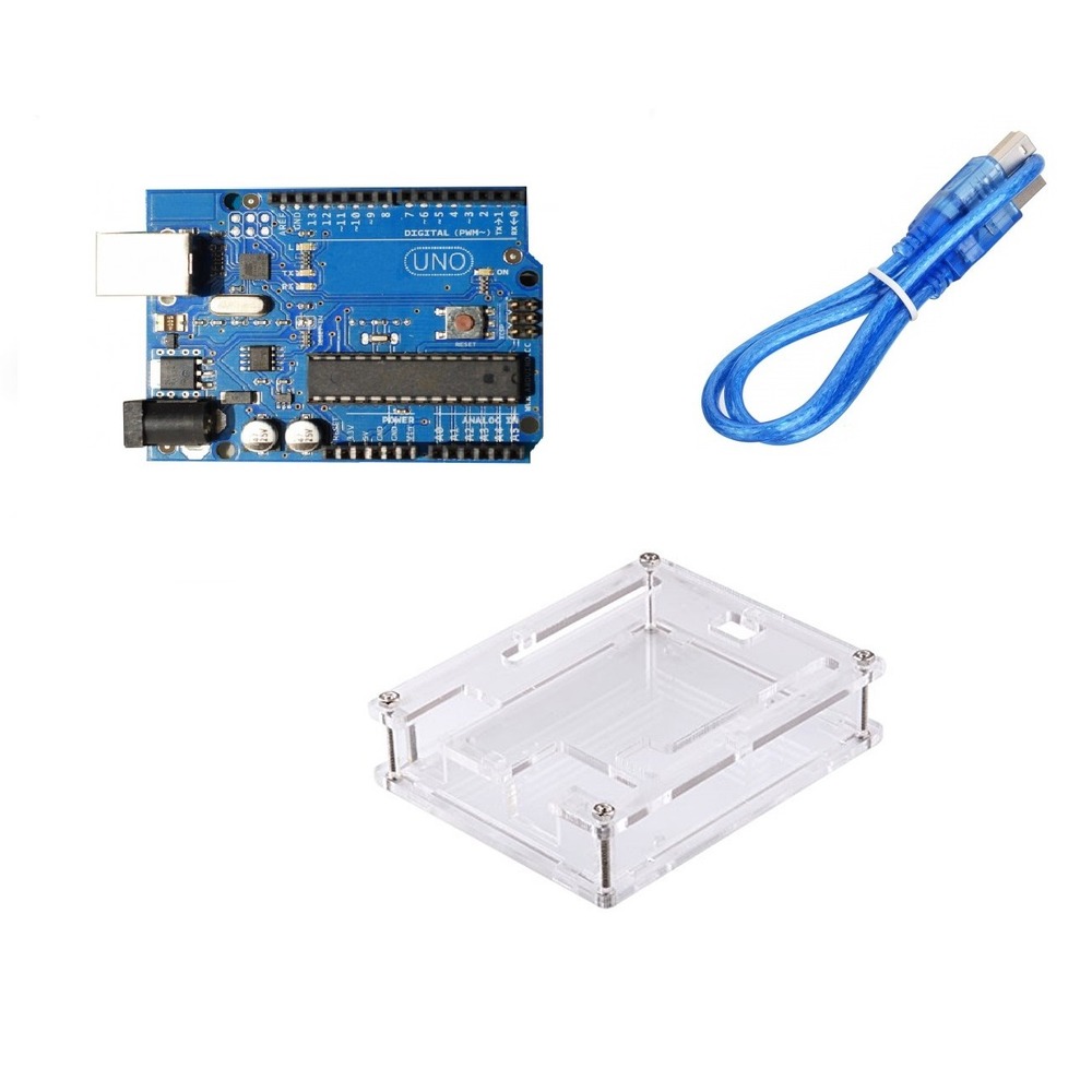Uno R3 Compatible Board with USB Cable & Acrylic Case - Image 5