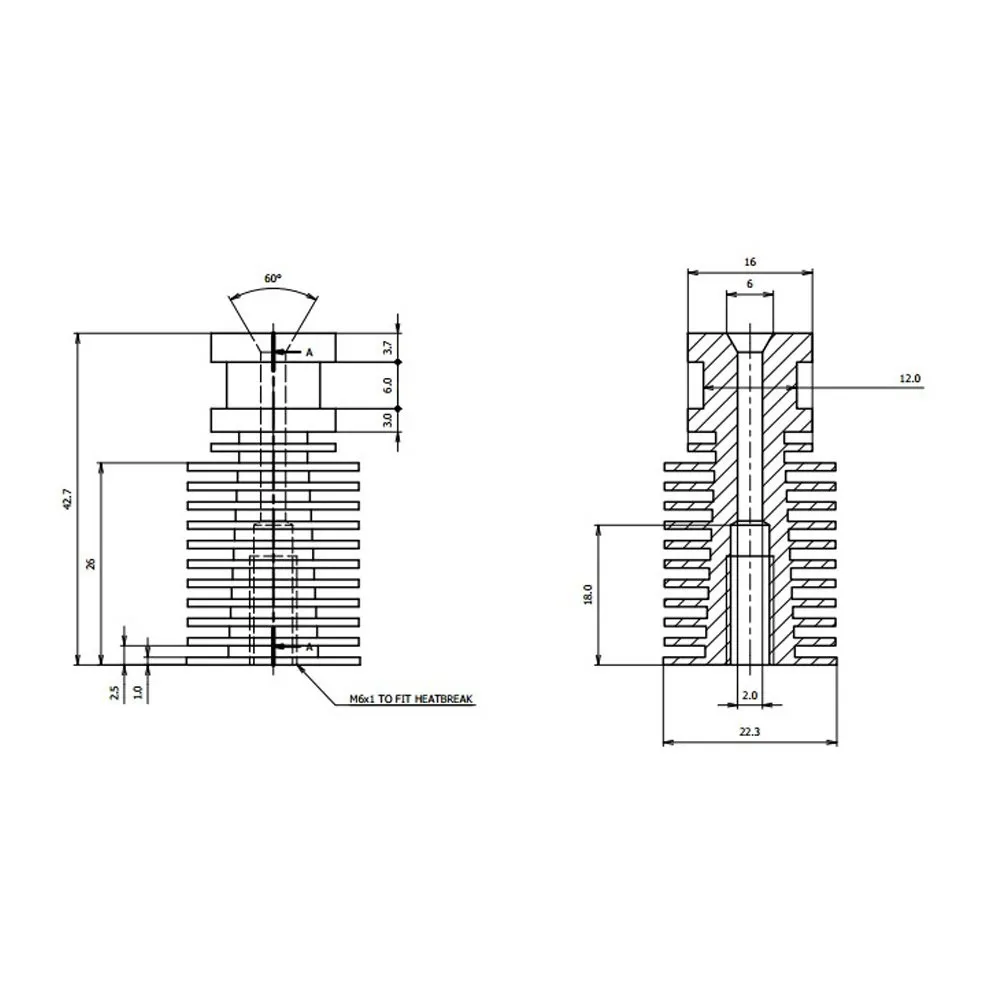V6 J-head Hotend Heatsink for 1.75mm Direct Drive - Image 4