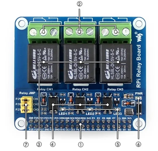 Waveshare 3-Channel Relay HAT for Raspberry Pi 3/4 - Image 3
