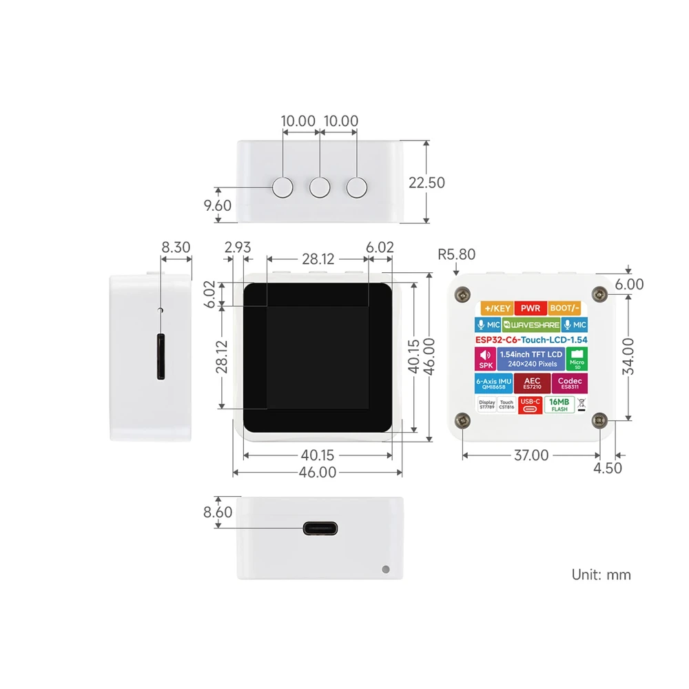 Waveshare ESP32-C6 1.54inch LCD Dev Board, Wi-Fi 6/BLE 5 - Image 5