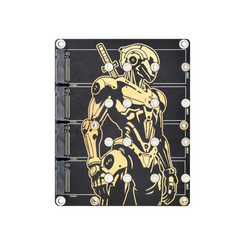 Waveshare PCIe to 4-Ch M.2 NVMe Adapter for Raspberry Pi 5 - Image 2