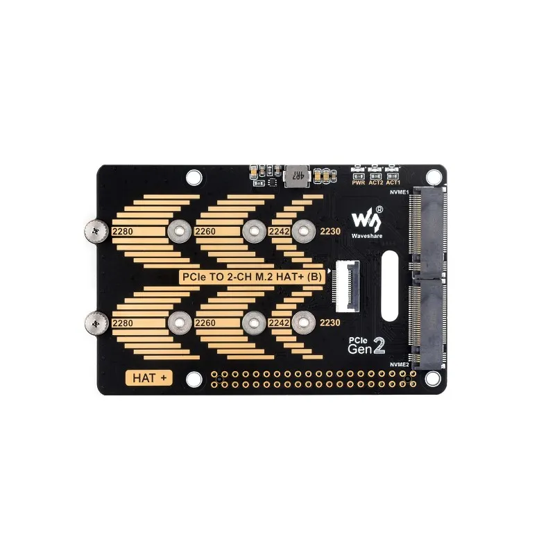 Waveshare PCIe to Dual M.2 NVMe HAT for Raspberry Pi 5 - Image 3