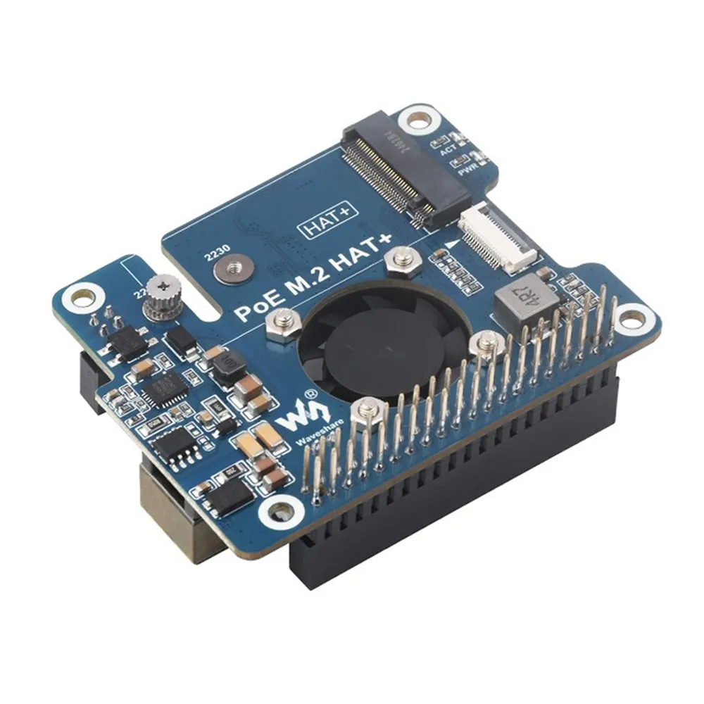 Waveshare PCIe to M.2 NVMe SSD & PoE HAT for Raspberry Pi 5