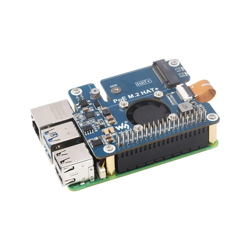 Waveshare PCIe to M.2 NVMe SSD & PoE HAT for Raspberry Pi 5 - Image 3