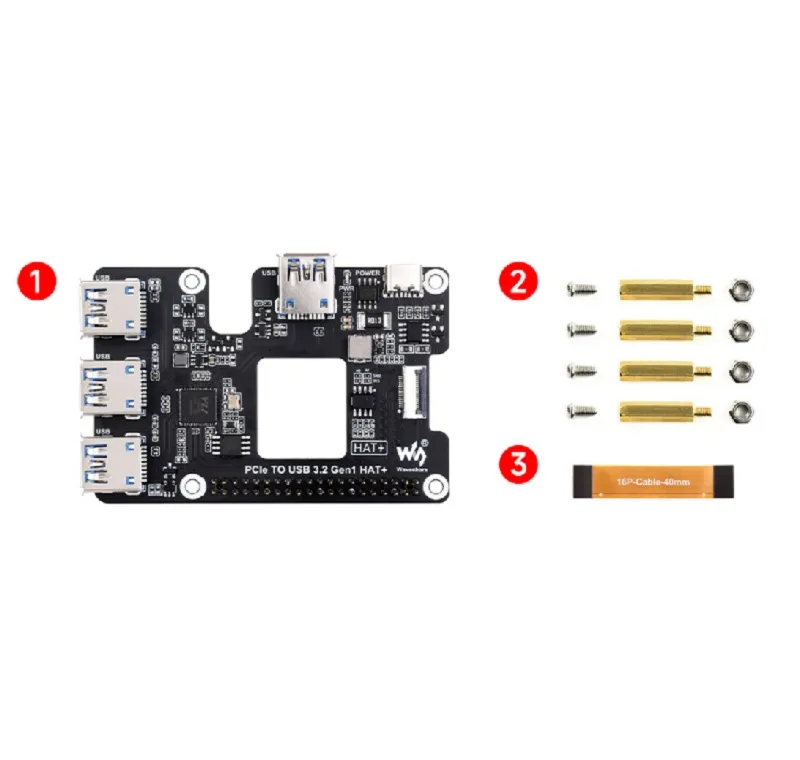 Waveshare PCIe to USB 3.2 Gen1 HAT for Raspberry Pi 5 - Image 5