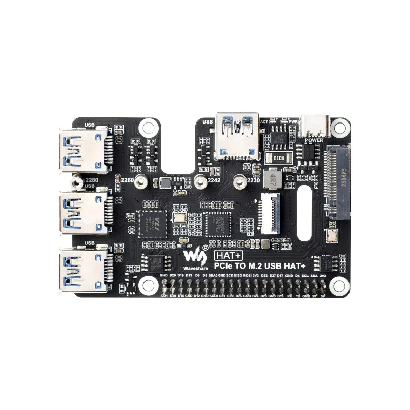 Waveshare PCIe to USB 3.2 Gen1 & M.2 HAT for Raspberry Pi 5 - Image 3