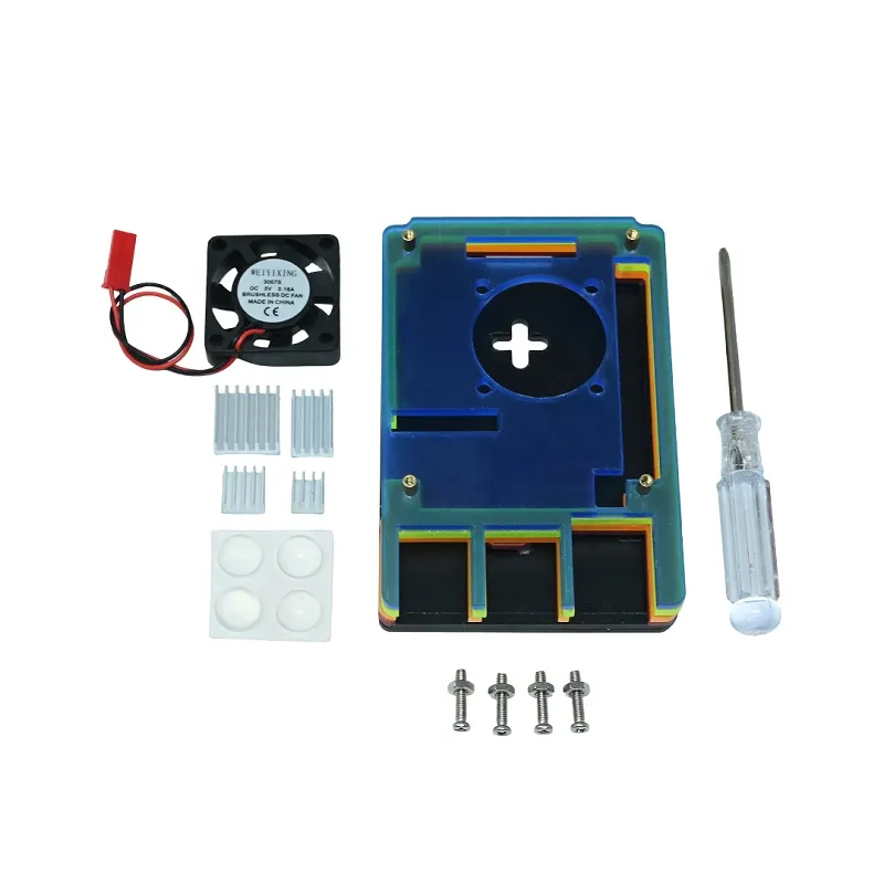 Waveshare Pi 4 Rainbow Acrylic Case w/ Cooling Fan - Image 2
