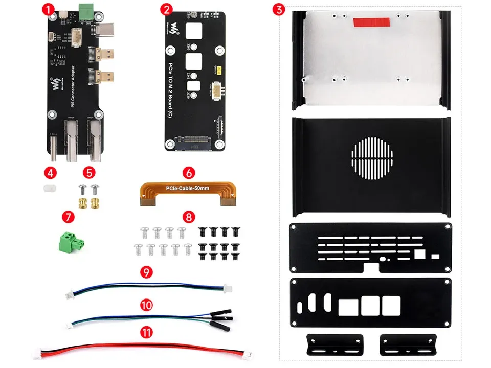Waveshare Pi 5 Mini PC Kit, Aluminum Case, PCIe Option - Image 4