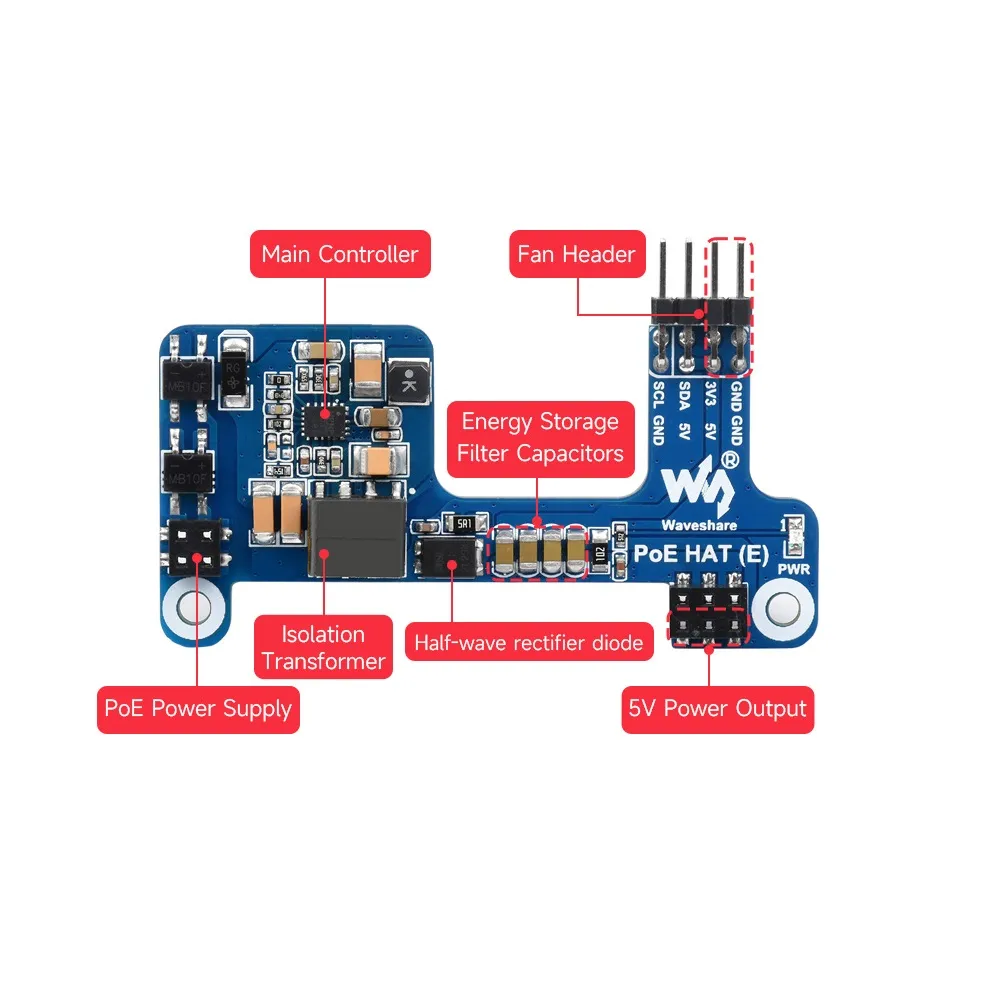 Waveshare PoE HAT (E) for Raspberry Pi 3B+/4B - Image 4