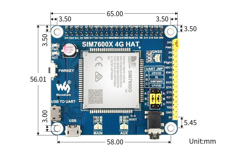 Waveshare SIM7600G-H 4G HAT for Raspberry Pi - Image 5