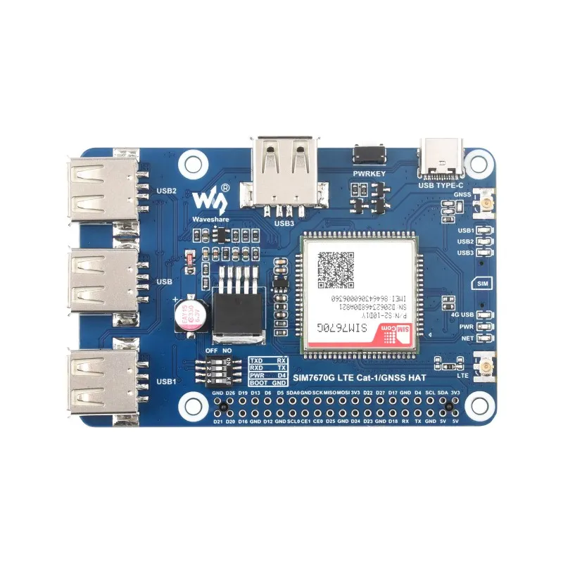 Waveshare SIM7670G Cat-1/GNSS HAT for Raspberry Pi - Image 2