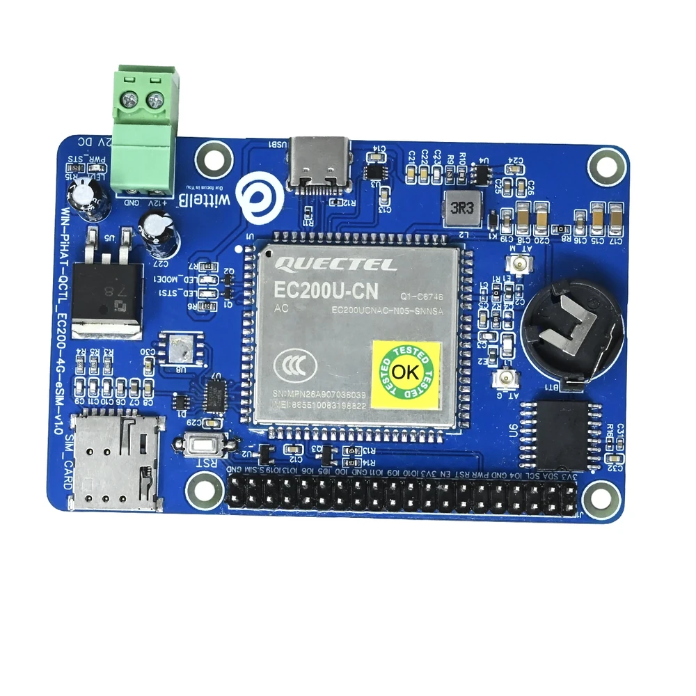 WIN PiHAT Quectel EC200 4G LTE Cat 1 GNSS Raspberry Pi HAT - Image 2