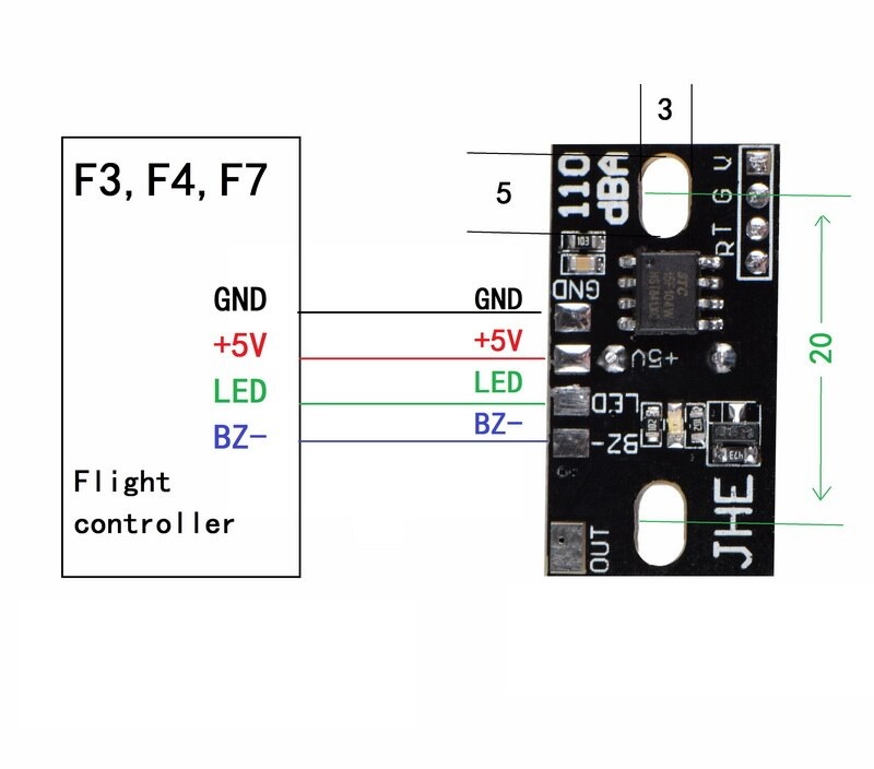 110dB BB Buzzer with 4 WS2812 LEDs for FPV FCs - Image 3