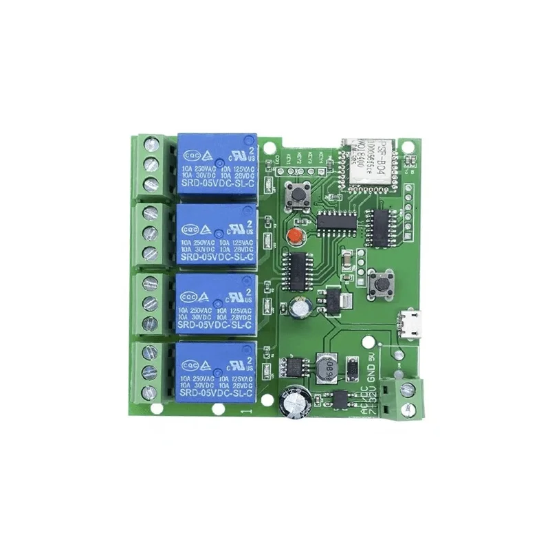 4-Channel WiFi RF Relay Switch Module DC5-32V w/ 433MHz Remote