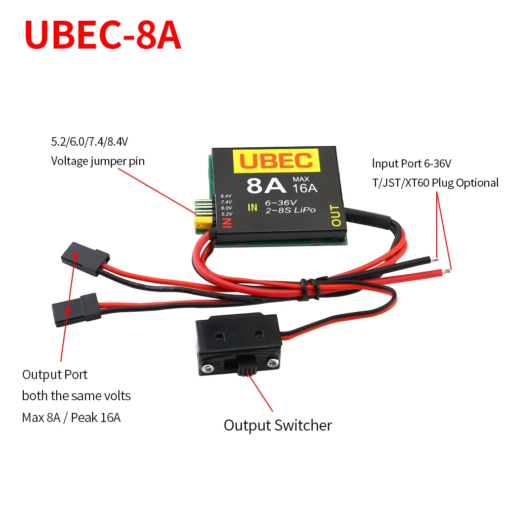 8A 2-8S Lipo UBEC 6-36V Adjustable Output Regulator - Image 2