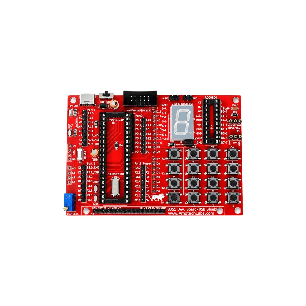 Amotech Labs 8051 Development Board w/ AT89S52 & USB-C - Image 2