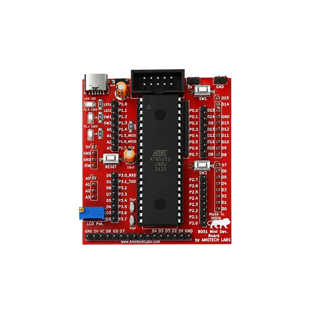 Amotech Labs 8051 Mini Development Board w/ AT89S52 IC, ISP Programmer & LCD - Image 2