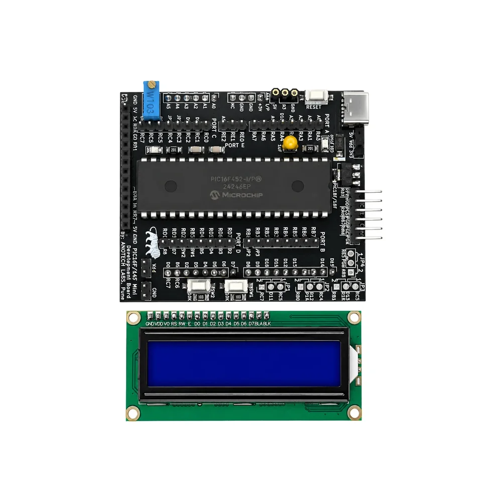 Amotech Labs PIC18F/16F Mini Dev Board w/ PIC18F452 & LCD - Image 4