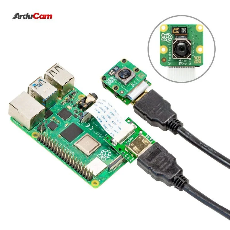 Arducam B0091 CSI to HDMI Cable Extension Module w/ 15pin 60mm FPC Cable for Raspberry Pi Camera V3/V2/V1/HQ (2-Pack) - Image 2
