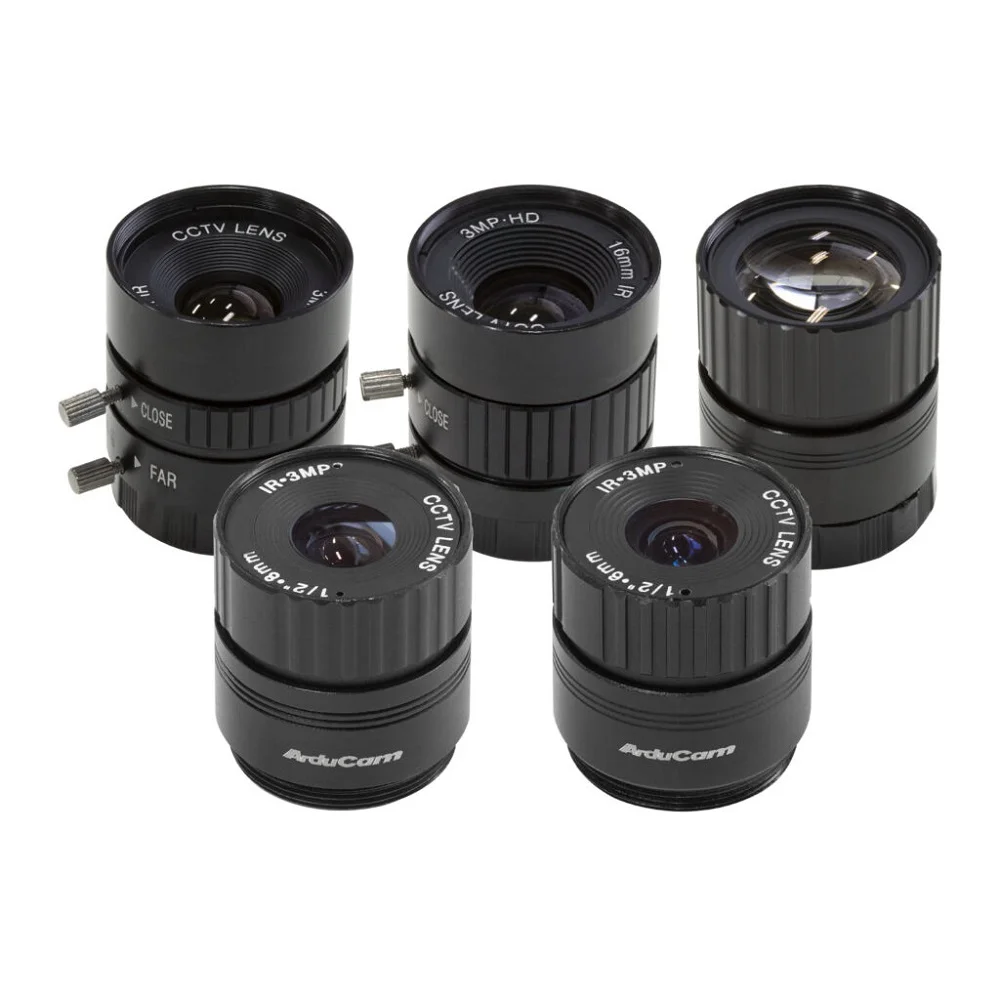 Arducam LK004 CS-Mount Lens Kit for Raspberry Pi HQ Camera, 6-25mm Focal Lengths, Pack of 5