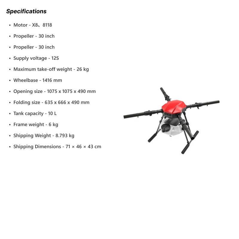EFT E410P 10L 4-Axis Agricultural Drone Frame - Image 6