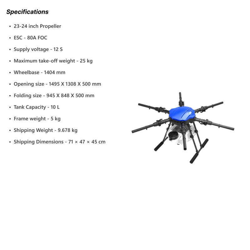 EFT E610P 10L 6-Axis Agricultural Drone Frame - Image 7