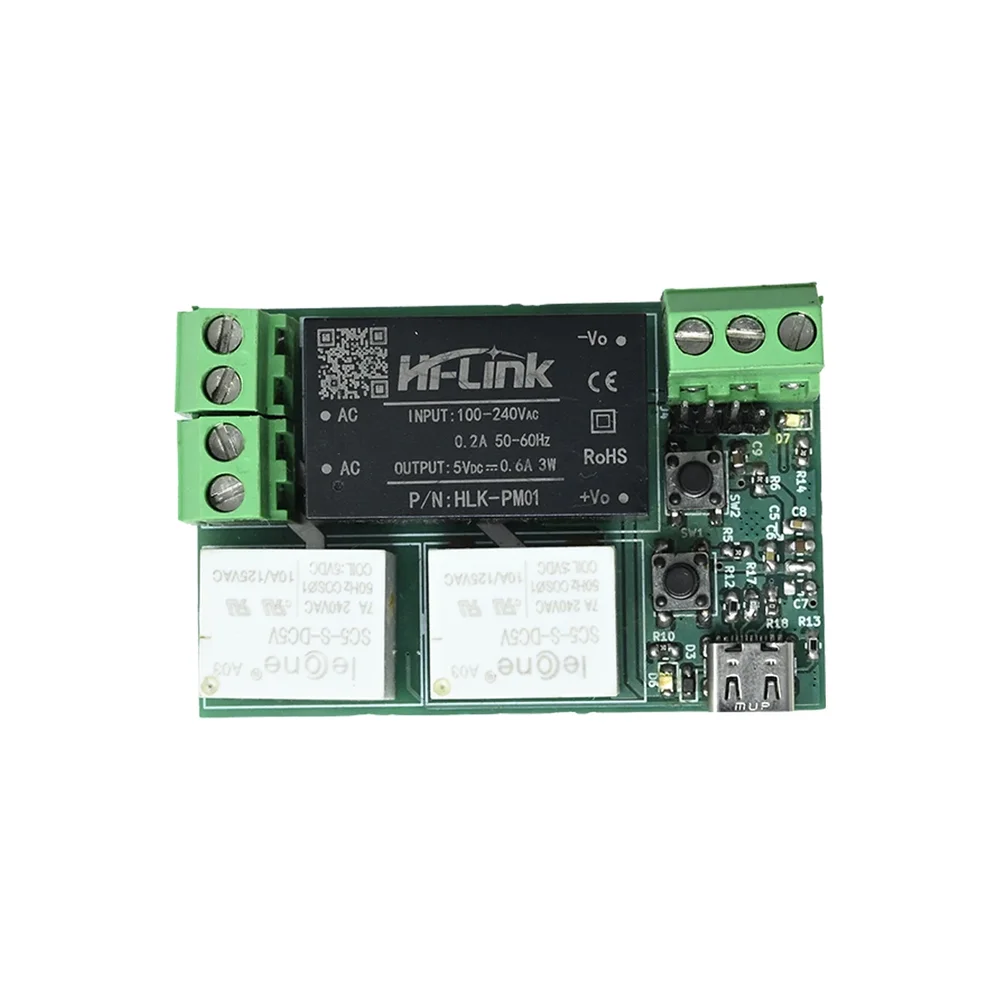 eSync ESP32-C3 Smart Switch DIY Dev Board w/ Dual 7A Relays - Image 2