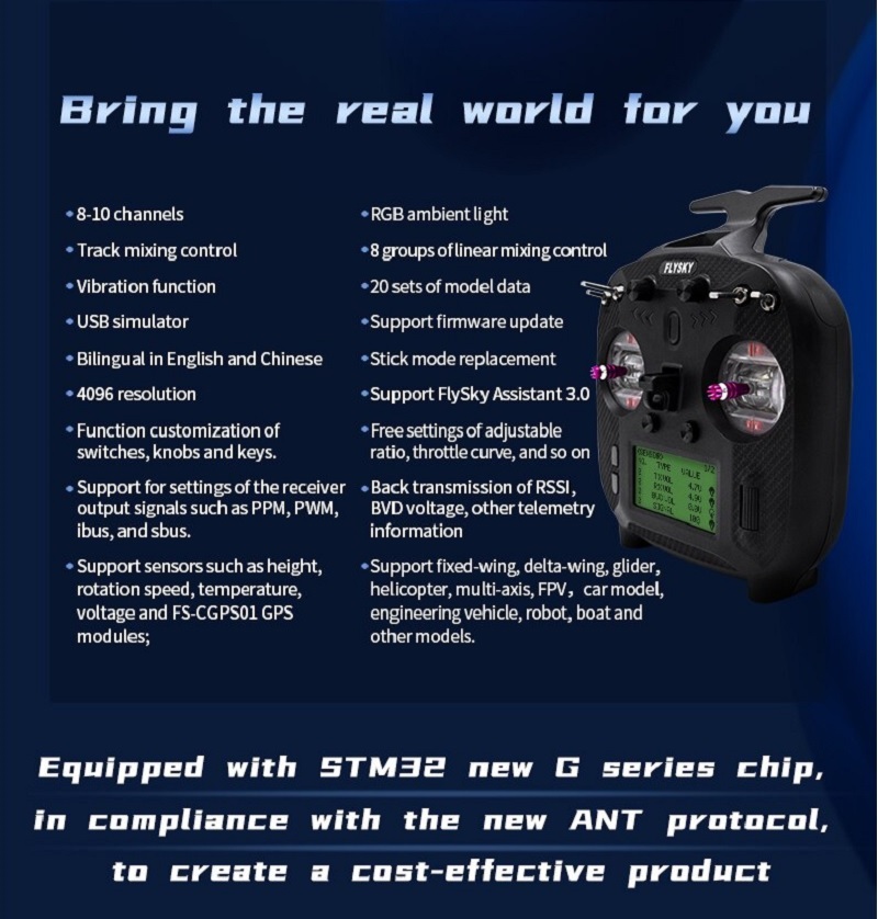 FlySky FS-ST8 2.4 GHz ANT Transmitter with FS-SR8 Receiver (Upgraded Version) - Image 8