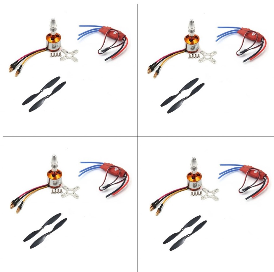 Generic A2212 1400KV Brushless Motor Set with SimonK 30A ESC and OrangeRX 1045 Propellers - 4-Pack