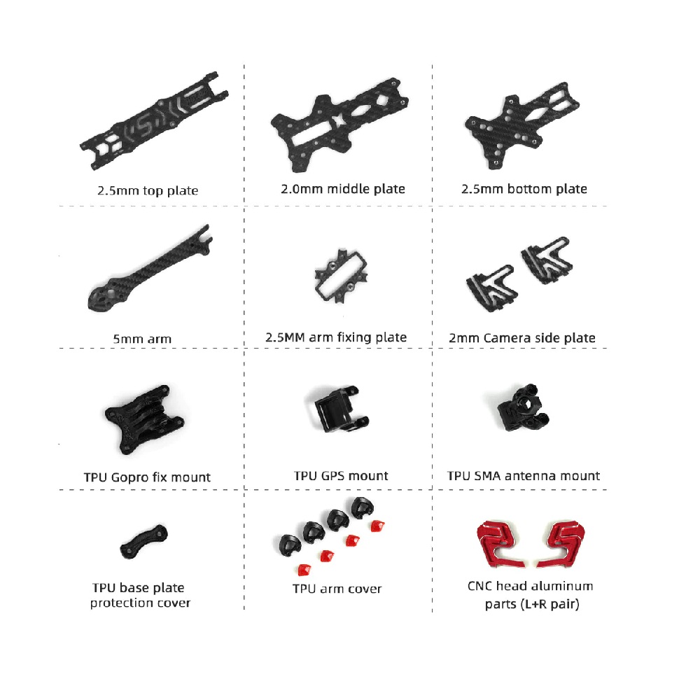 HGLRC Sector X5 FR 5-inch Freestyle FPV Frame - Image 4