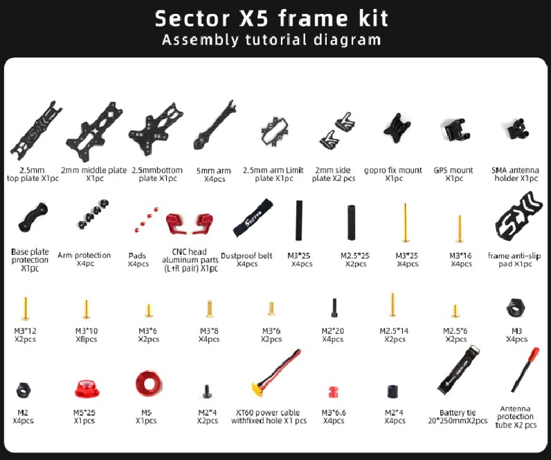 HGLRC Sector X5 FR 5-inch Freestyle FPV Frame - Image 5