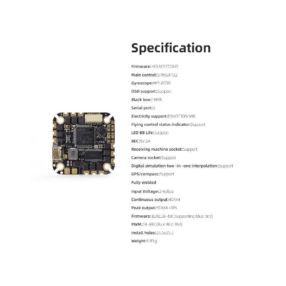 HGLRC SPECTER 40A 4-6S AIO Flight Controller - Image 3