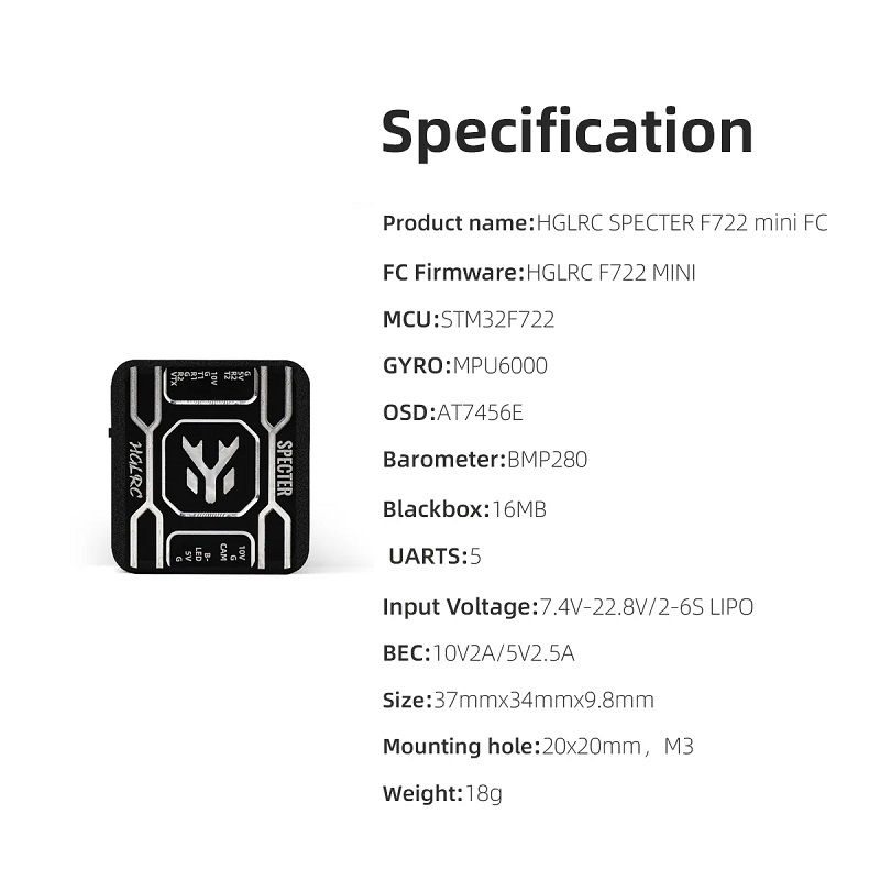 HGLRC SPECTER F722 Mini Flight Controller - Image 5