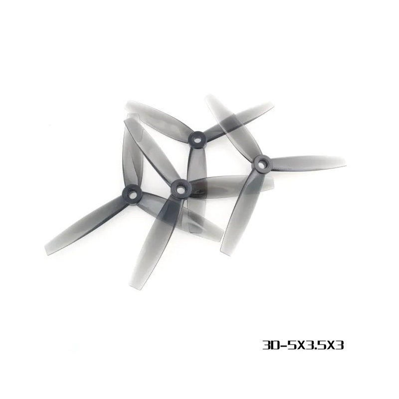 HQProp 3D-5X3.5X3 Poly Carbonate Triblade Propeller - Grey (2CW+2CCW) - Image 3