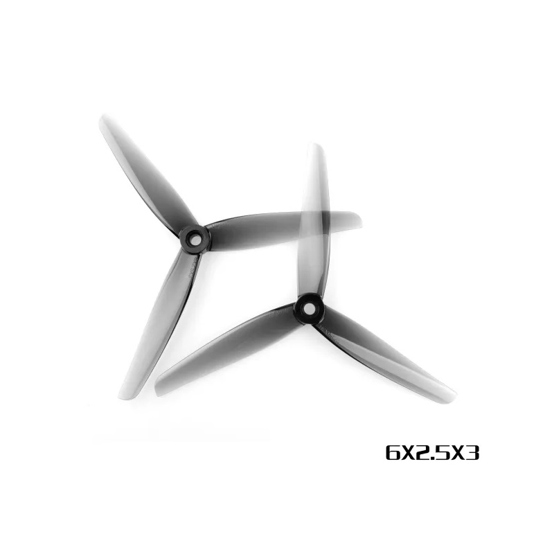 HQProp 6X2.5X3 Poly Carbonate Triblade Propeller (2CW+2CCW) - Light Grey - Image 2