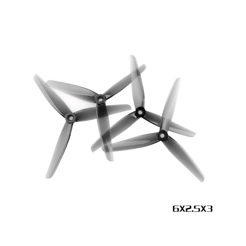 HQProp 6X2.5X3 Poly Carbonate Triblade Propeller (2CW+2CCW) - Light Grey - Image 3
