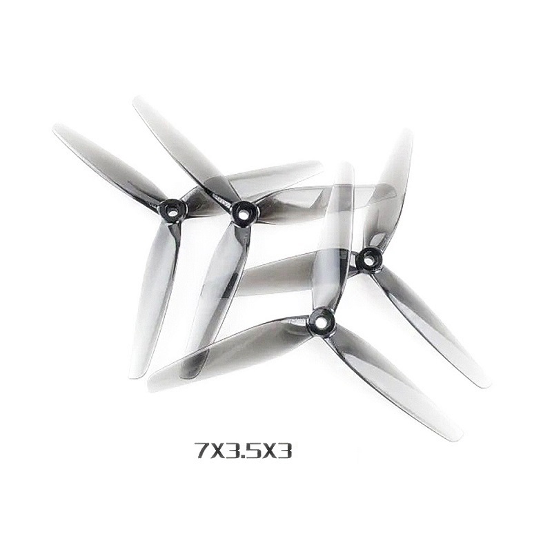 HQProp 7X3.5X3 Light Grey (2CW+2CCW) - Poly Carbonate Triblade Propeller - Image 2