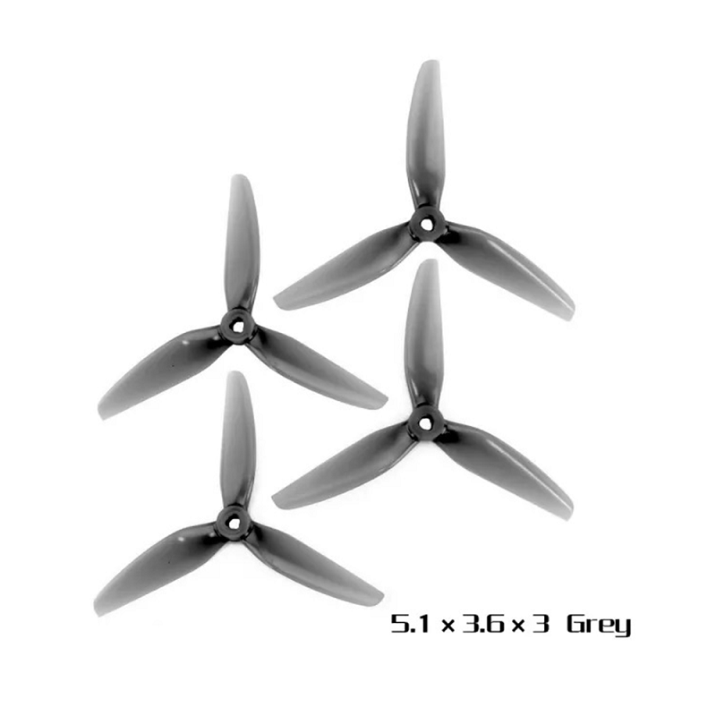 HQProp Durable Prop 5.1x3.6x3 Grey (2CW+2CCW) - Poly Carbonate POPO Triblade Propeller - Image 2