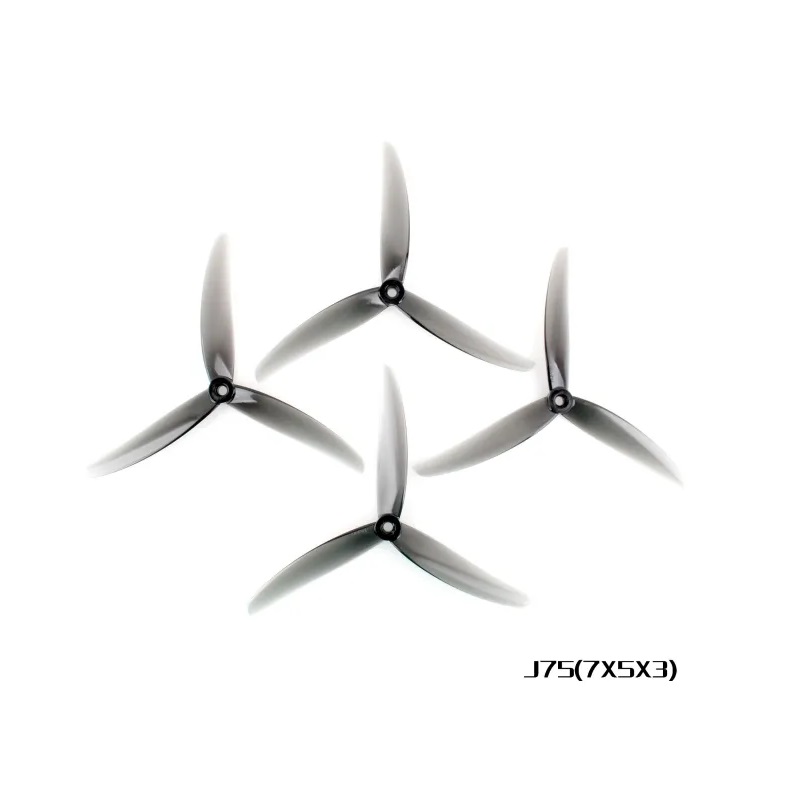 HQProp J75 (7x5x3) Poly Carbonate Triblade Propeller - Light Grey (2CW+2CCW) - Image 2