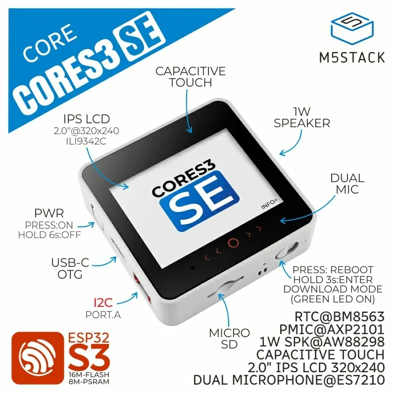 M5Stack CoreS3 SE IoT Controller w/o Battery Bottom - Image 7