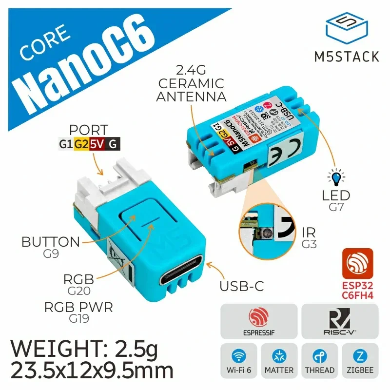 M5Stack NanoC6 Dev Kit ESP32-C6 Wi-Fi 6 Zigbee Thread Matter - Image 6