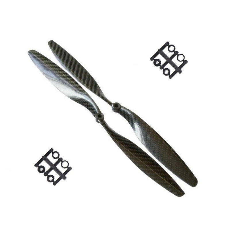 OrangeRX HD Propellers 1245 (12x4.5) Carbon Fiber Black 1CW+1CCW Pair - Image 2