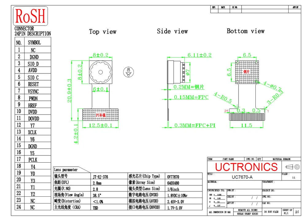 OV7670 0.3MP Camera Module w/ SCCB Connector - Image 4