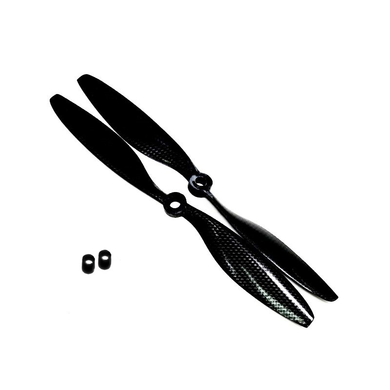 Pro-Range 1045 (10x4.5) Carbon Fiber Propellers 1CW+1CCW Pair - Black - Image 2