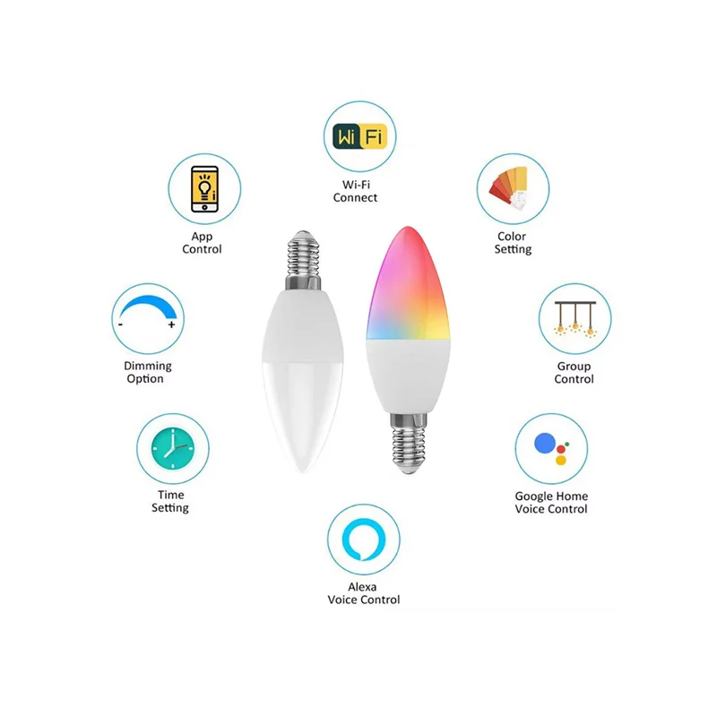 PST WFC37 Tuya Smart WiFi RGBCW Candle LED Bulb - Image 3