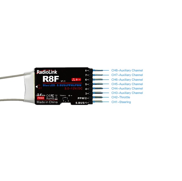 RadioLink R8F 8-Channel Receiver - 2.4GHz, PPM/PWM/S-BUS, Telemetry - Image 2