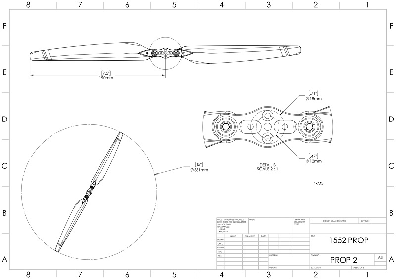 Reflex Drive RD 1552 15 Inch Folding Propeller with Hub - CW - Image 4